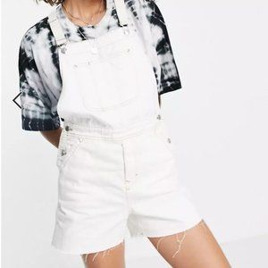 Topshop Carpenter Overalls in Ecru